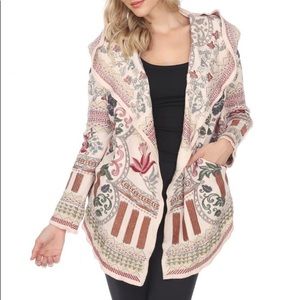 BIYA Johnny Was Heavily Embroidered Sweater w/ Hood